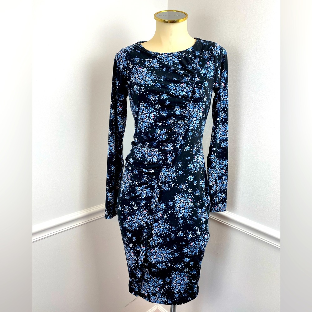 MOTHERHOOD MATERNITY Long-Sleeve Black & Blue Floral Dress | Size Small